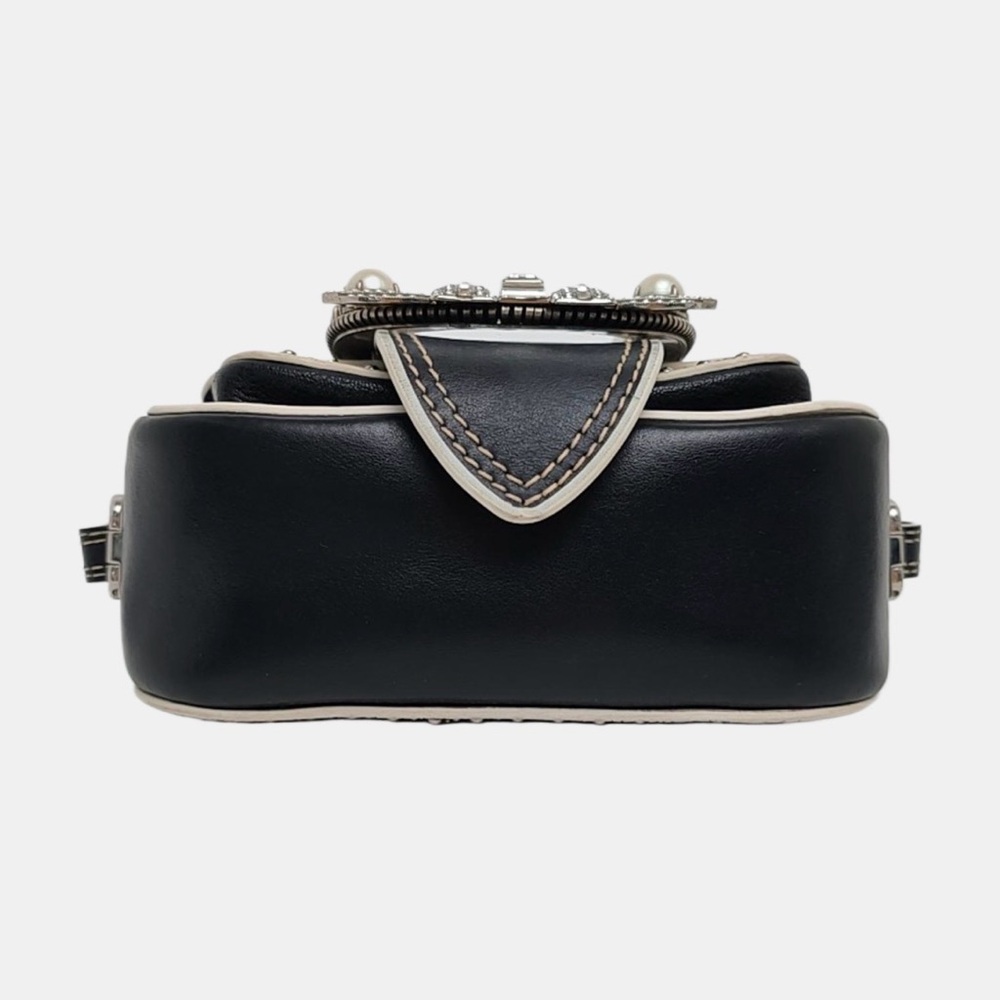 Miu Miu Dahlia Jeweled Buckle Studded Leather Crossbody Bag - Picture 5 of 10